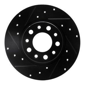 Chrysler 200 Brake Rotor (1) - Rear Left - R1 Concepts - Drilled & Slotted - Black - `14-`22